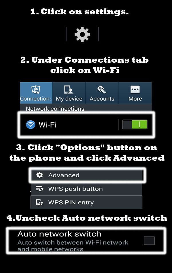disable auto network switch android to solve network is disabled because internet connection is slow error