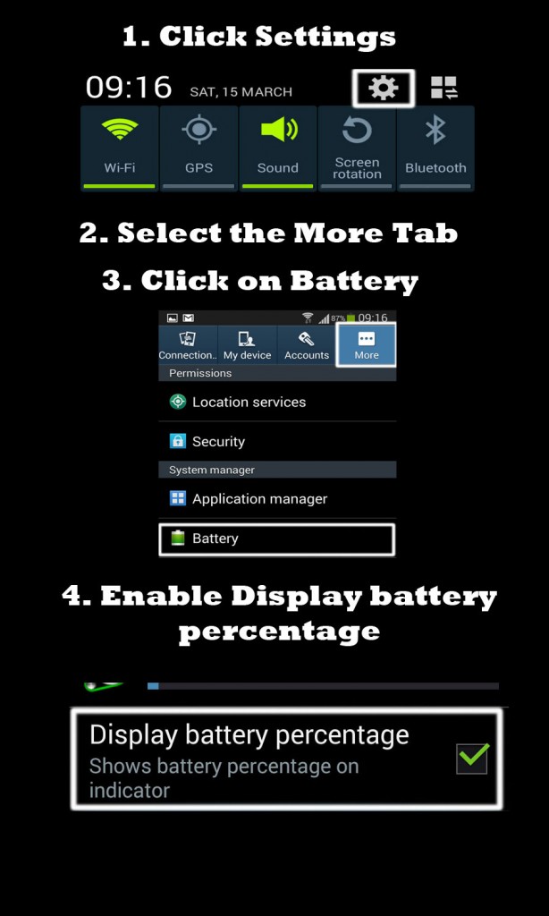 enable display battery percentage